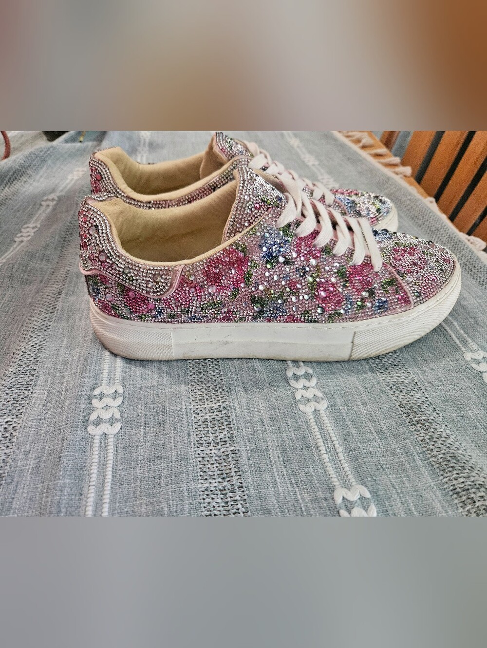 Betsey Johnson Floral Rhinestone Sneakers - Picture 3 of 3